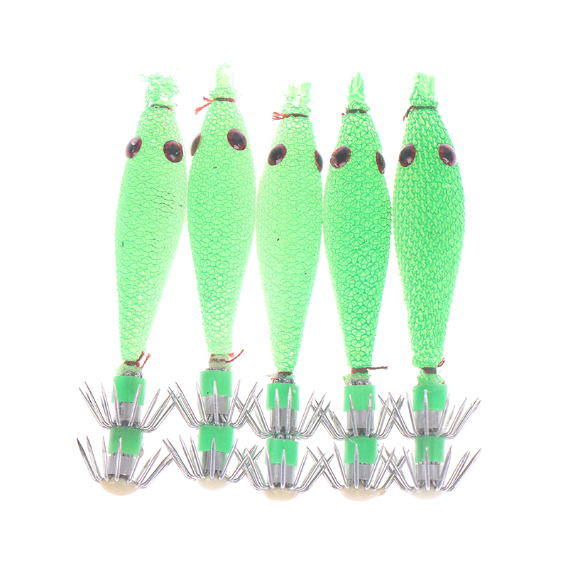 Fishin Tackle 5Pcs 7cm Squid Jigs with 4# Hook Soft Fishing Squid Lures  Fengshi