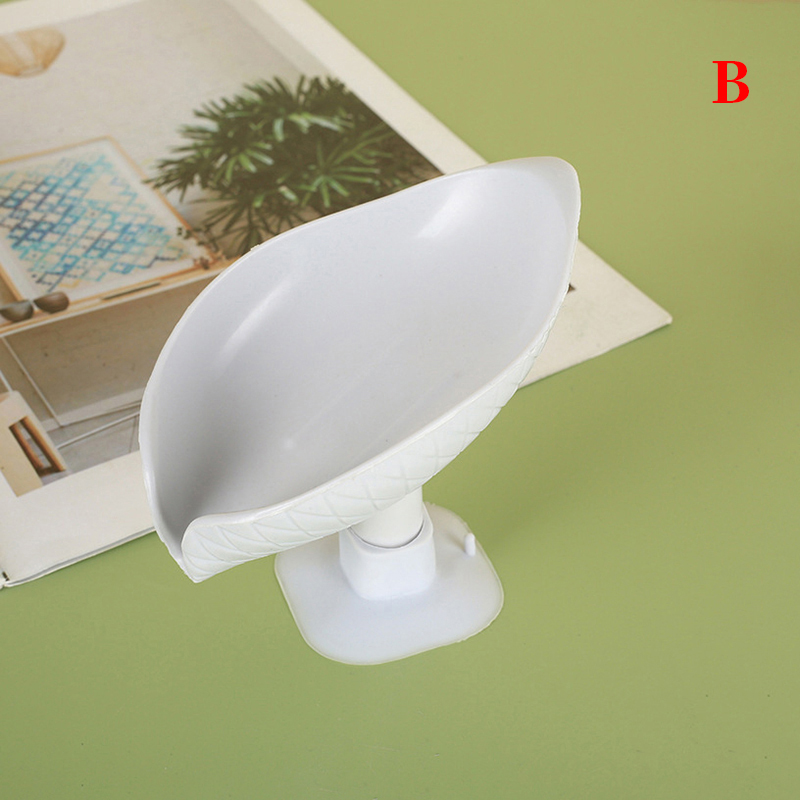 Leaf-Shaped Shower Soap Holder with Draining Tray Soap Dish for Shower B