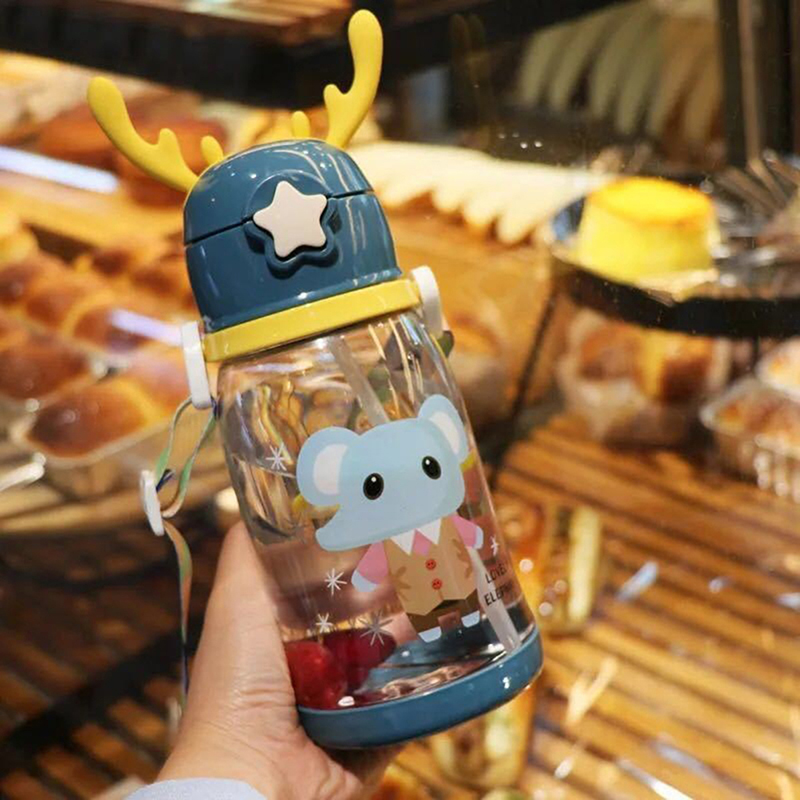 550ML Children Bottle for Outdoor Travel School Cute Cartoon Animal Baby Water  Bottle with Shoulder Strap