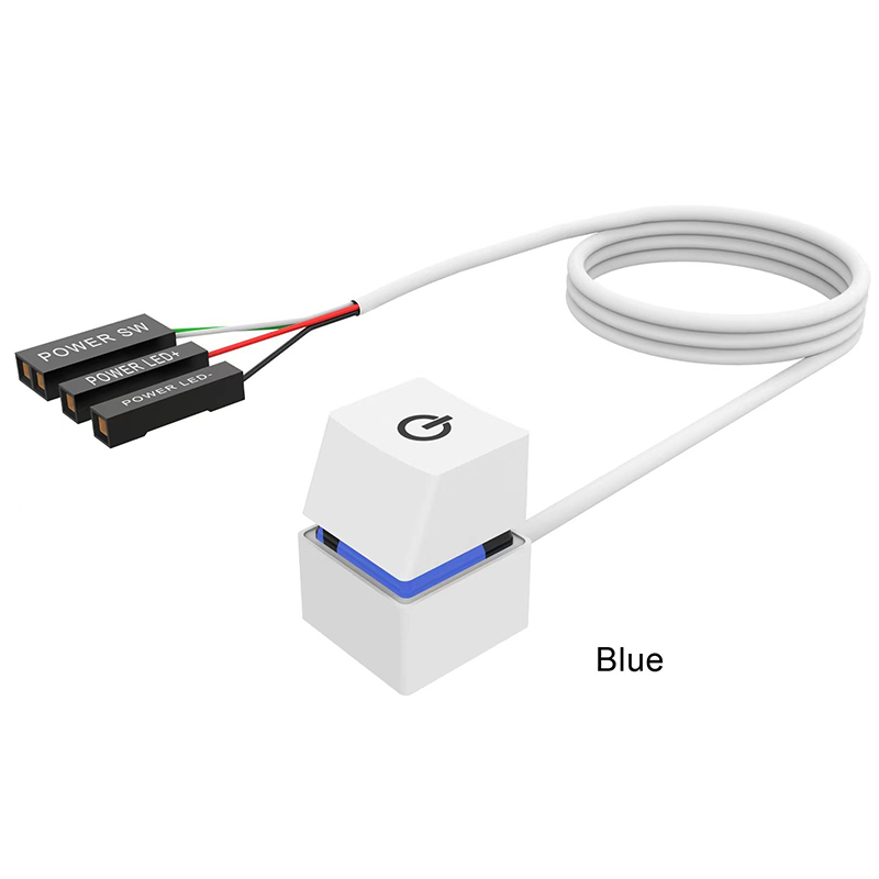 2M Colorful Lights Desktop Computer Power Switch PC Motherboard External Start On/Off Button Extension Cable for Home Office. 