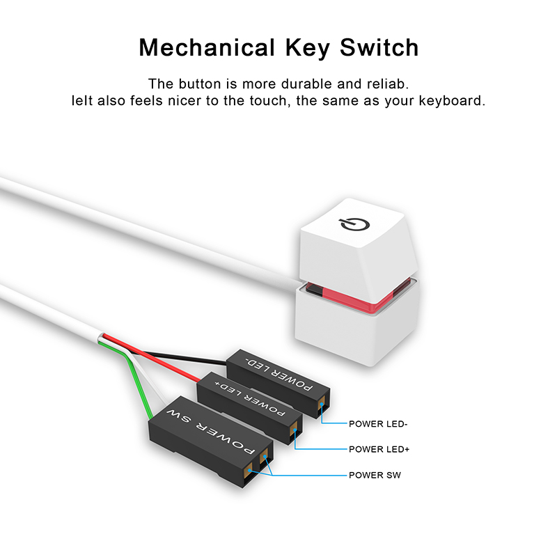 2M Colorful Lights Desktop Computer Power Switch PC Motherboard External Start On/Off Button Extension Cable for Home Office. 