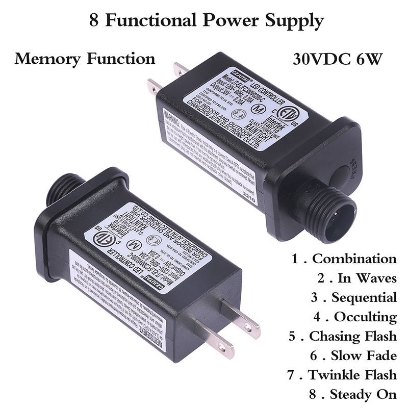 AC 120V To 30VDC 6W 8 Functional SELV LED Lamp Driver US Plug Switch Adapter IP44 Waterproof Laser Lighting Europe Power Supply cnx. 