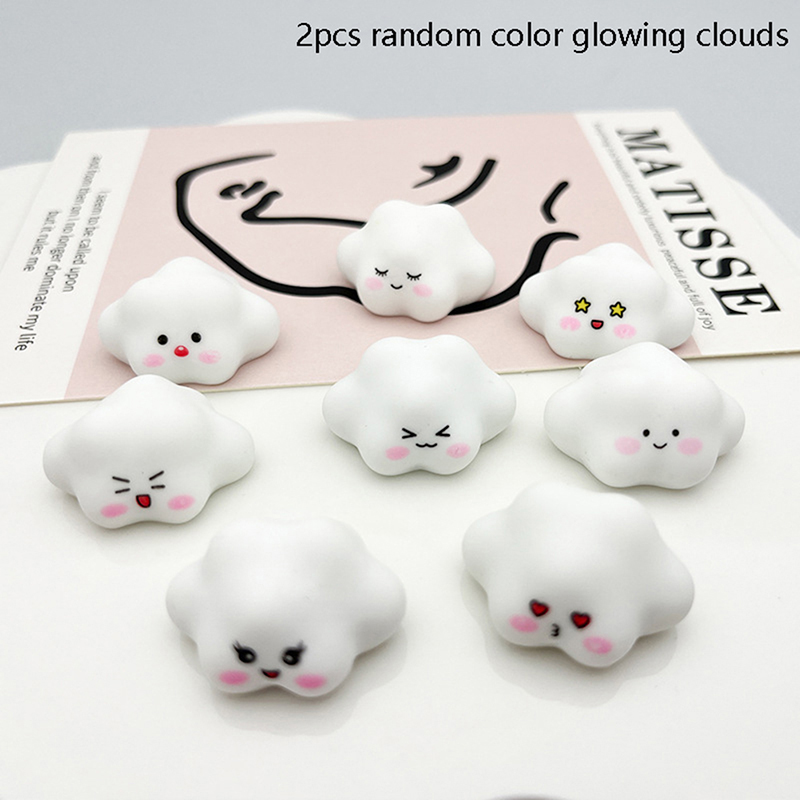 2Pcs Cute Cartoon 3D Clouds Luminous Resin Cloud DIY Decoration Ornaments. 