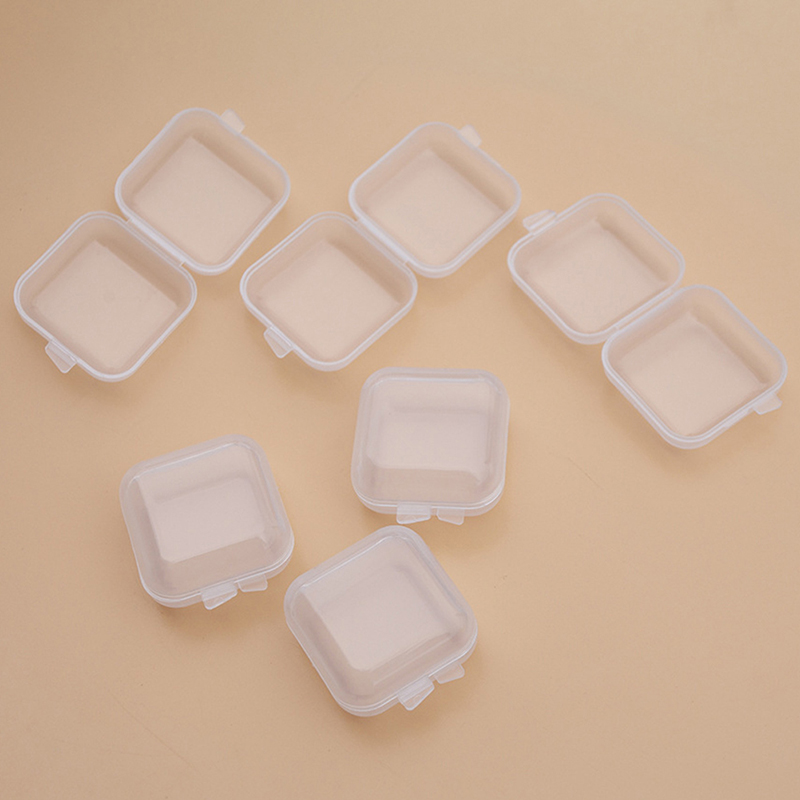 10/20/50Pack Small Boxes Square Transparent Plastic Box Jewelry Storage  Case Finishing Container