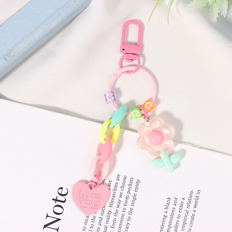 Cute Tulip Key Chain Flower Pendant Love Key Ring Backpack Car Charms  Decoration Bag Accessories