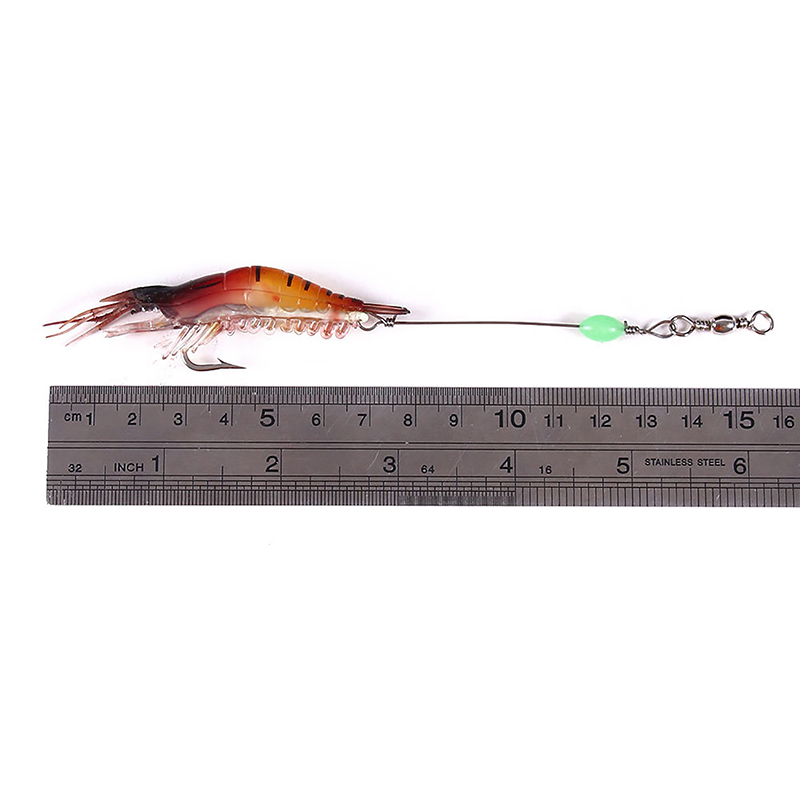 Superman Store* 8cm Luminous Plastic Simulation Soft Shrimp Fake Lure Faux Bait Fishing. 