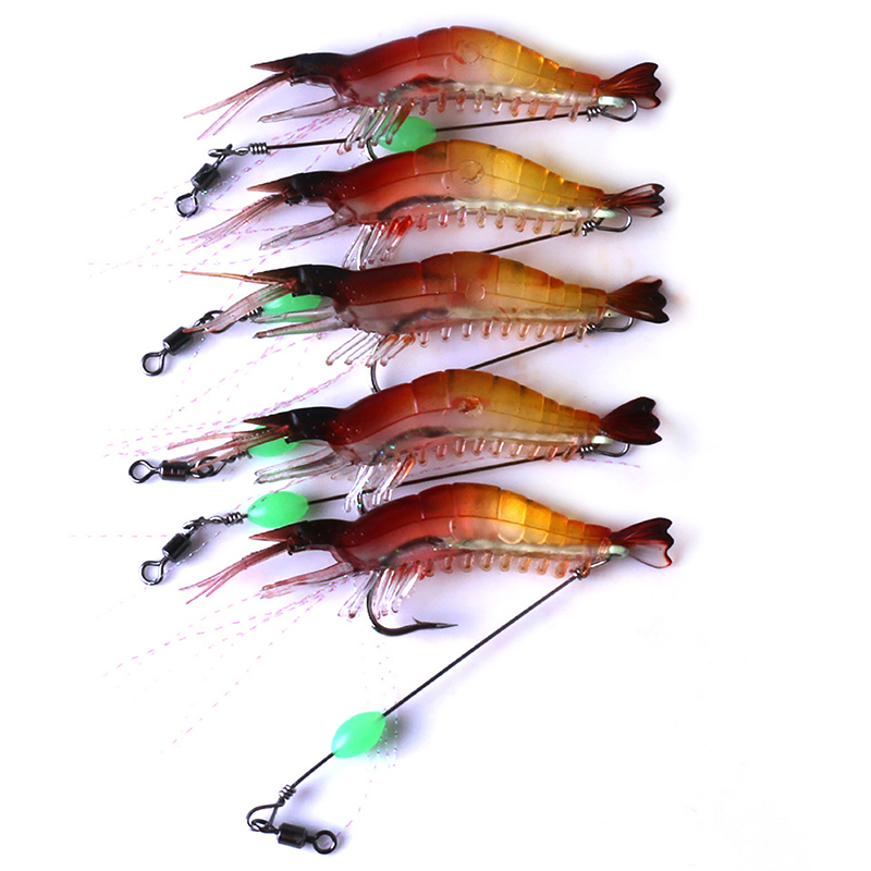 Superman Store* 8cm Luminous Plastic Simulation Soft Shrimp Fake Lure Faux Bait Fishing. 